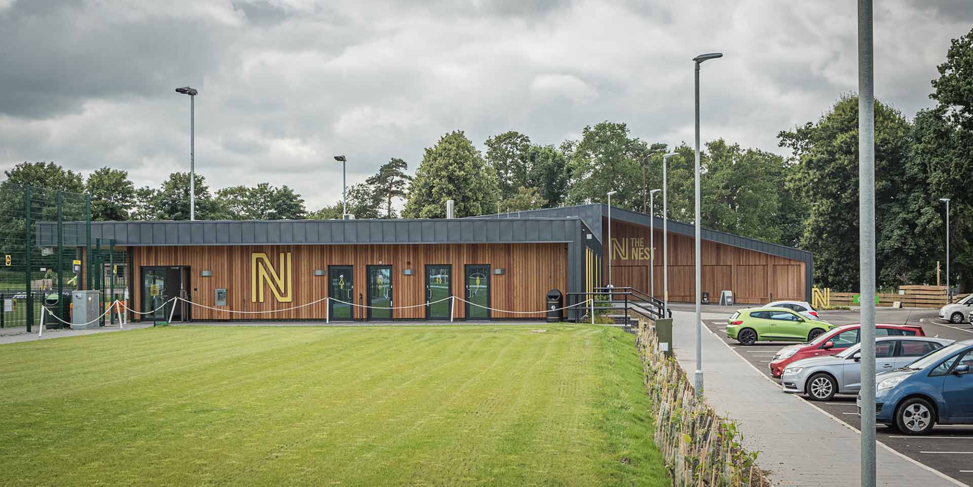 The Nest hub building from the car park